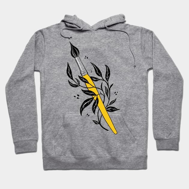 Yellow paintbrush - weapon of choice Hoodie by Ellen Wilberg